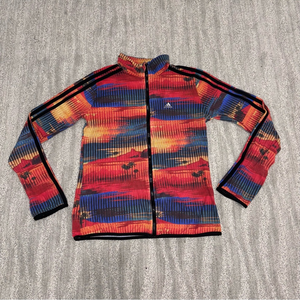 Adidas Vented Light Weight Colorful Full Zip Jacket Running Gym Women’s Sz S